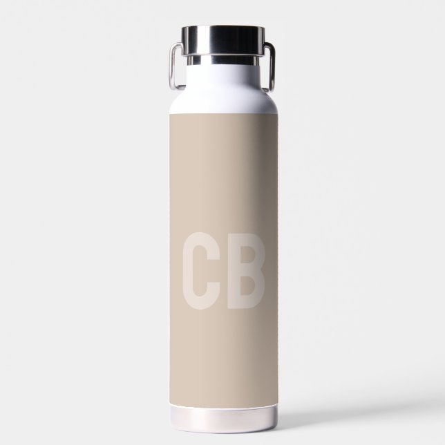 Trend Color Soft Taupe Monogram Water Bottle (Front)