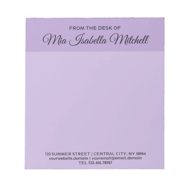 Trend Color - Soft Violet Business Notepad (Front)