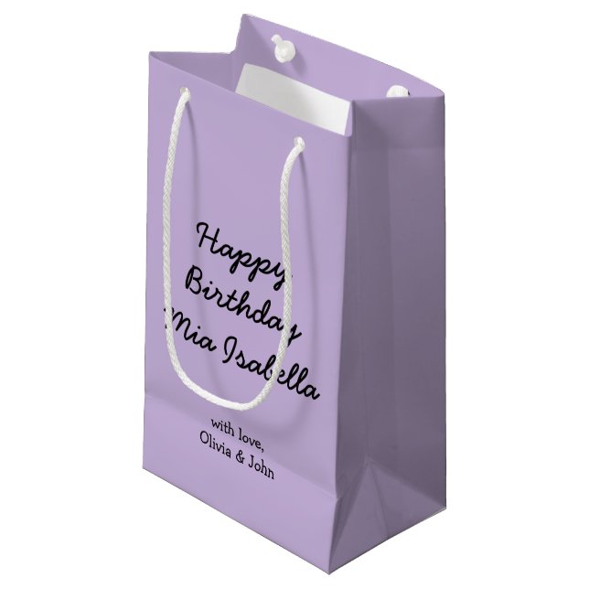 Trend Color Soft Violet Custom Small Gift Bag (Front Angled)