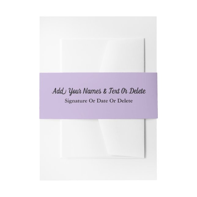 Trend Color Soft Violet Invitation Belly Band  (Front Example)