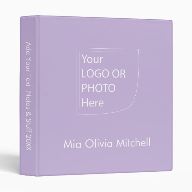 Trend Color - Soft Violet Logo 3 Ring Binder (Front/Spine)