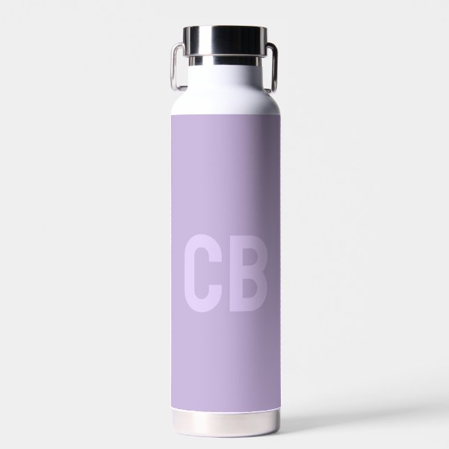 Trend Color Soft Violet Monogram Water Bottle (Front)