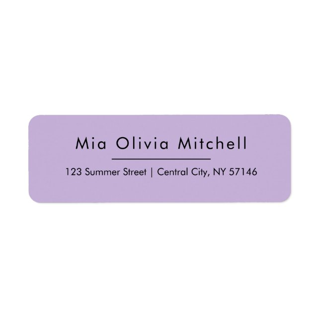 Trend Color Soft Violet Simple Address Labels (Front)