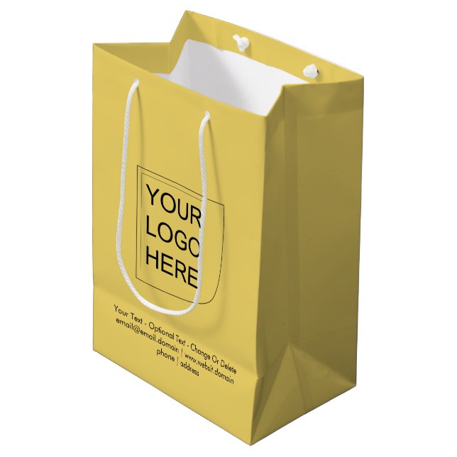 Trend Color - Soft Yellow Medium Logo Gift Bag (Front Angled)