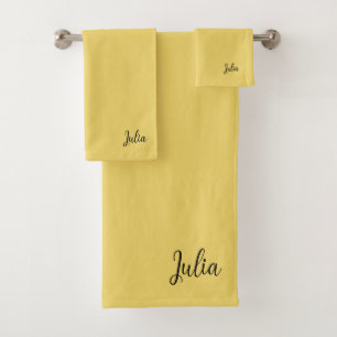 Trend Color Soft Yellow Name Bath Towel Set