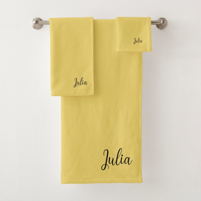 Trend Color Soft Yellow Name Bath Towel Set (Insitu)