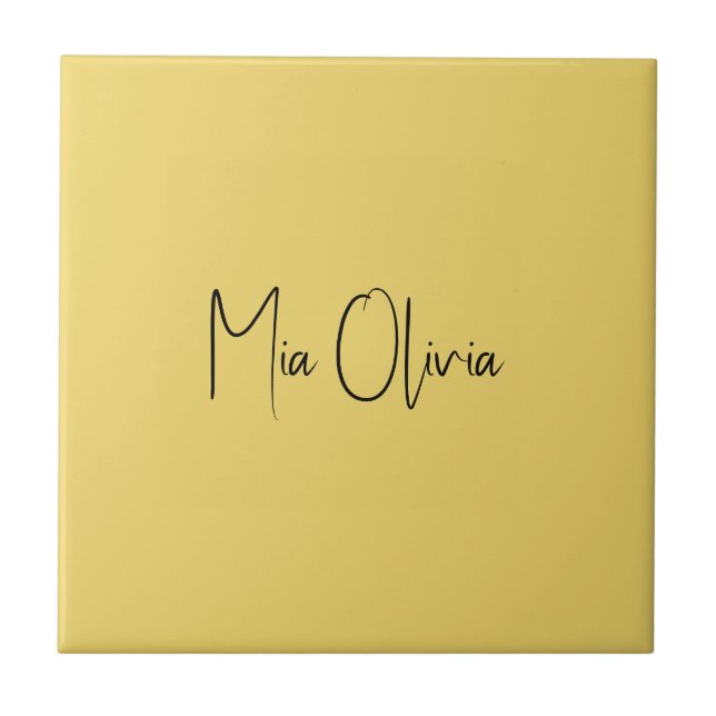 Trend Color - Soft Yellow Name Ceramic Tile (Front)