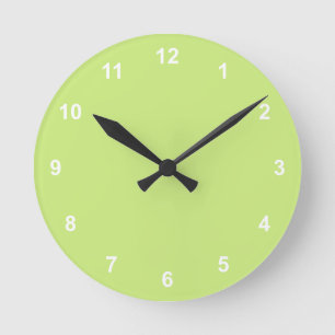 Trend Color  Spring Green Round Clock With Numbers