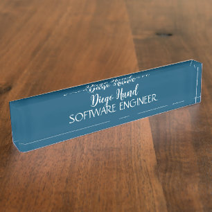 Trend Color Teal Blue Desk Name Plate