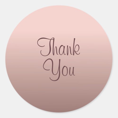 Trend Color Template Thank You Text Rose Gold Classic Round Sticker