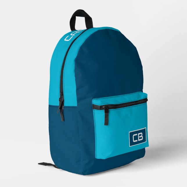 Trend Color Vivid Cyan Dark Blue  Printed Backpack (Back Corner Left)