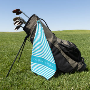 Trend Color - Vivid Cyan Name Golf Towel