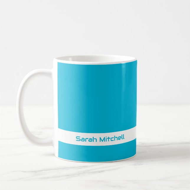Trend Color - Vivid Cyan Name Mug (Left)