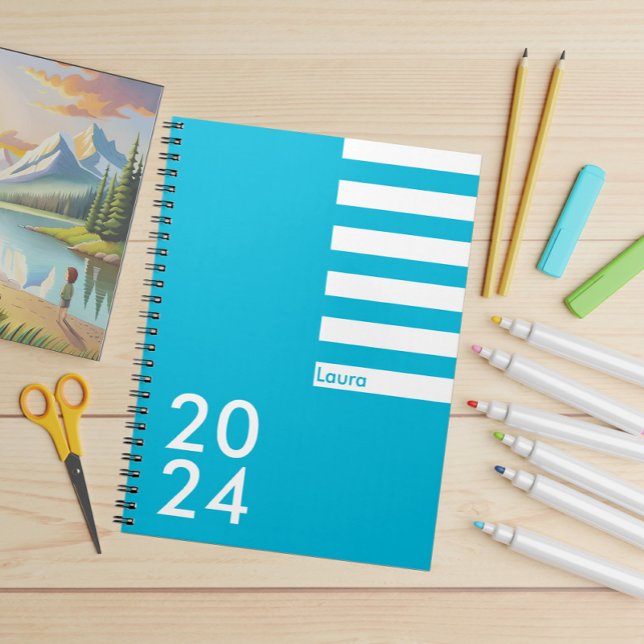 Trend Color - Vivid Cyan Name & Year Notebook (Creator Uploaded)