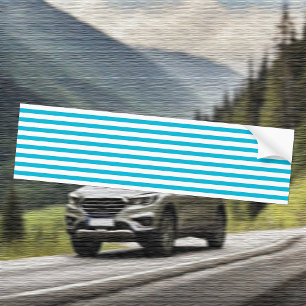 Trend Color - Vivid Cyan Striped Bumper Sticker
