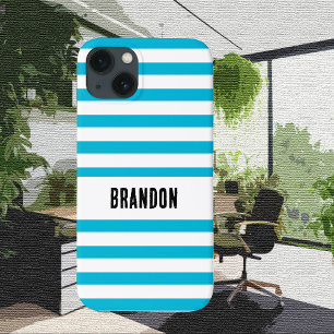 Trend Color - Vivid Cyan Striped iPhone 13 Case