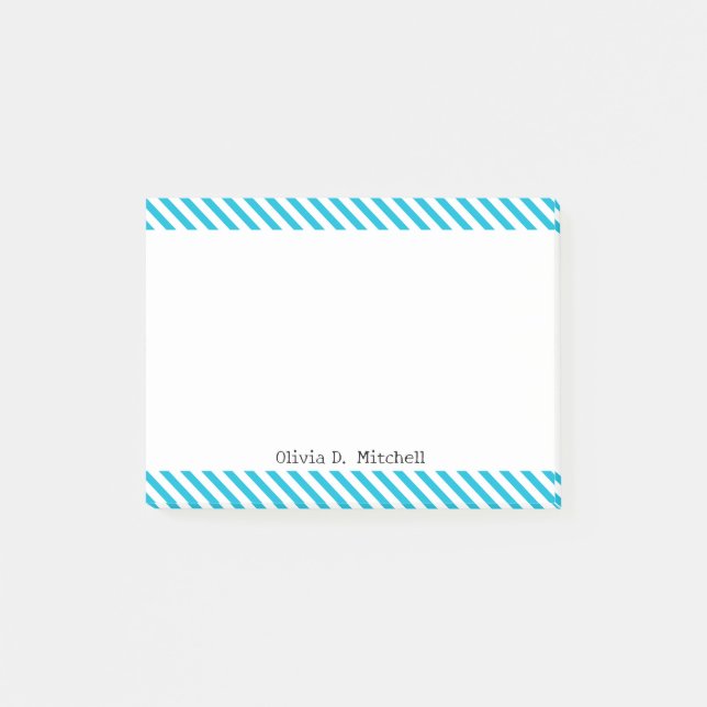 Trend Color - Vivid Cyan Striped  Post-it Notes (Front)