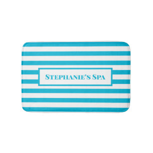 Trend Color -- Vivid Cyan Striped Spa Bath Mat