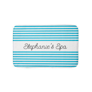 Trend Color - Vivid Cyan Striped Spa Bath Mat