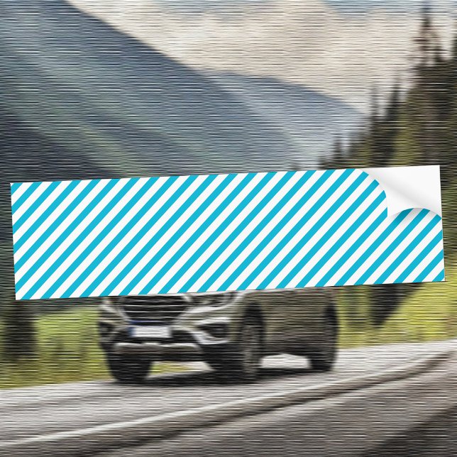 Trend Color - Vivid Cyan Stripes Bumper Sticker (Creator Uploaded)