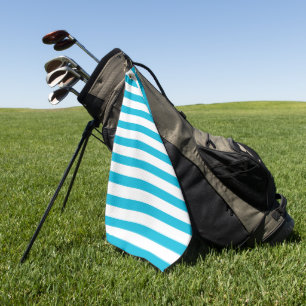 Trend Color - Vivid Cyan Stripes Golf Towel