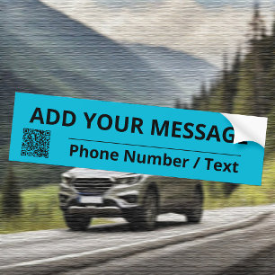 Trend Color Vivid Cyan Text & QR Bumper Sticker