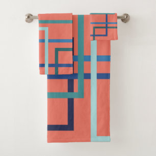 Trend colors 2019 blue and green squares. bath towel set