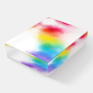Trend Colors Abstract Art Yellow Pink Red Blue Paperweight