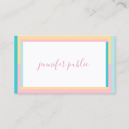 Trend Colors Handwritten Name Text Simple Modern Business Card