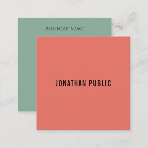 Trend Colors Modern Elegant Simple Template Square Business Card
