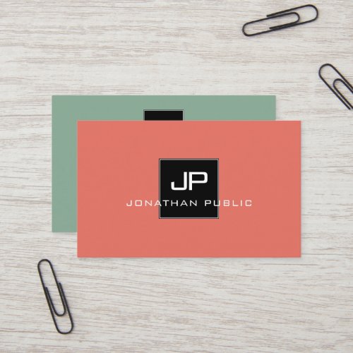 Trend Colors Monogram Modern Elegant Template Business Card
