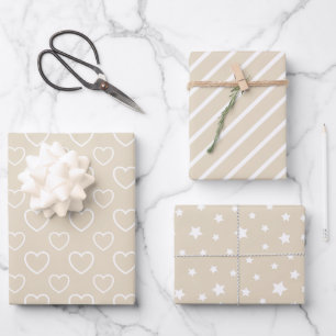 Trend Colors - Natural Beige Color - Pattern Wrapping Paper Sheets