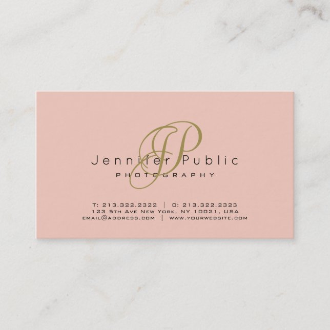 Trend Colors Photographer Monogram Template Business Card (Front)