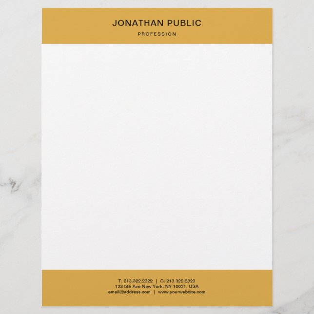Trend Colors Yellow White Simple Template Modern Letterhead (Front)