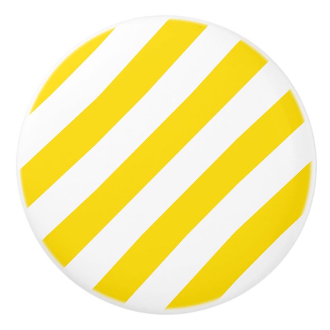 Trend Colors Yellow White Striped Template Modern Ceramic Knob (Front)