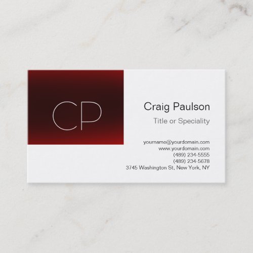 Trend Dark Red Stripe White Monogram Business Card