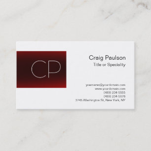 Trend Dark Red White Monogram Business Card