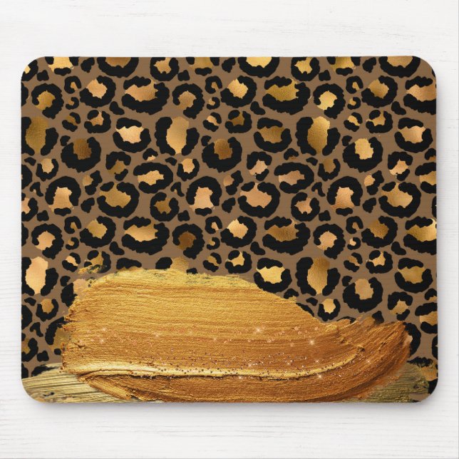 Trend Gold Strokes on Metal Tiger Skin Mouse Pad (Front)