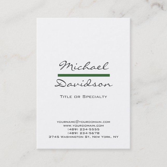 Trend Gray Script White Green Business Card (Front)