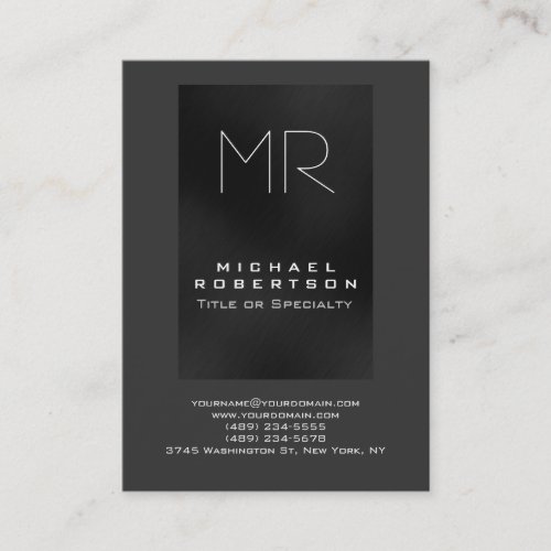 Trend Monogram Shades of Gray Chubby Business Card