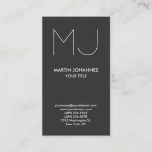 Trend Monogram Vertical Elegant Grey Business Card