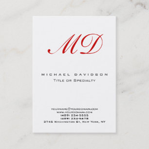 Trend Monogram White Calligraphy Red Business Card