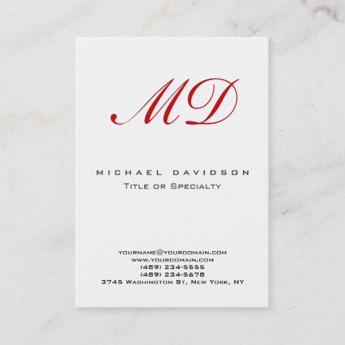 Trend Monogram White Calligraphy Red Business Card