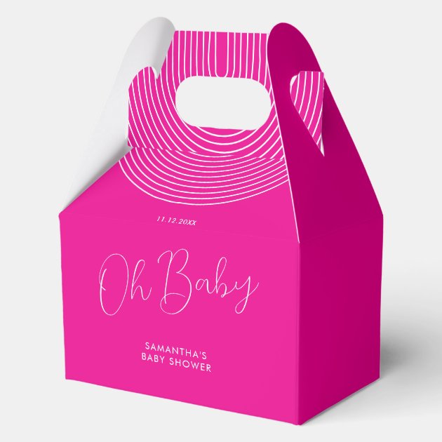 Trend Pink Baby Shower Script Favor Boxes