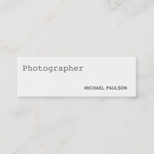 Trend Plain Skinny White Photography Business Card