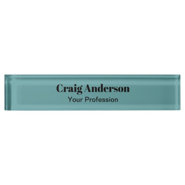 Trend Professional Plain Modern Elegant Cadet Blue Desk Name Plate (Front)