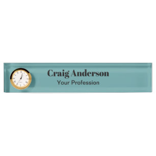 Trend Professional Plain Modern Elegant Cadet Blue Desk Name Plate