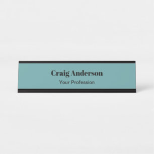Trend Professional Plain Modern Elegant Cadet Blue Desk Name Plate