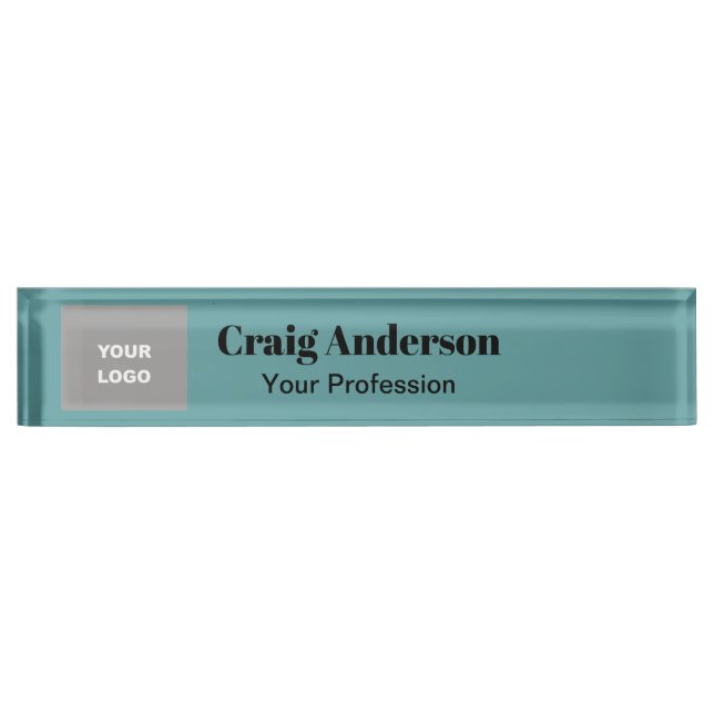 Trend Professional Plain Modern Elegant Cadet Blue Desk Name Plate (Front)