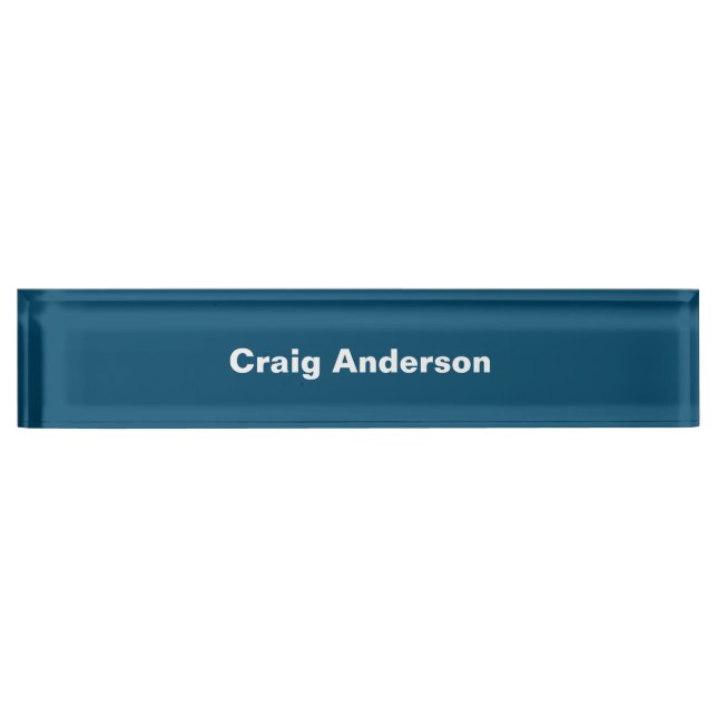 Trend Professional Plain Modern Elegant Ocean Blue Desk Name Plate (Front)